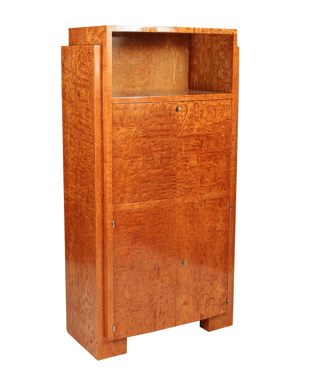 French Art Deco Secretary Desk in Amboina by Jaques Modernism